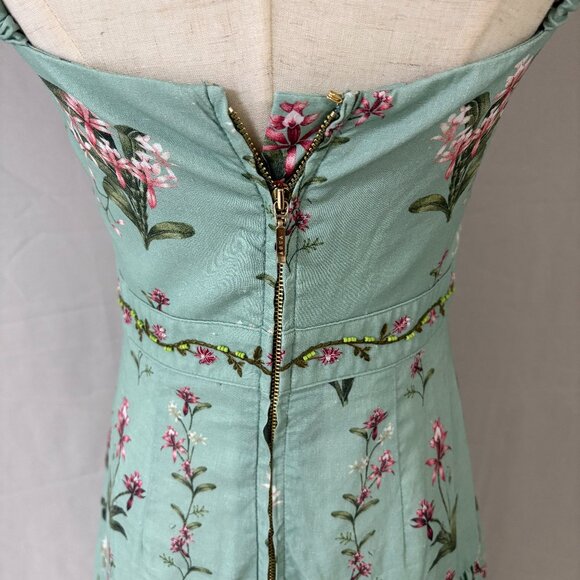 Agua by Agua Bendita  Green layered linen maxi dress with Lima linen embroidery - Picture 9 of 12